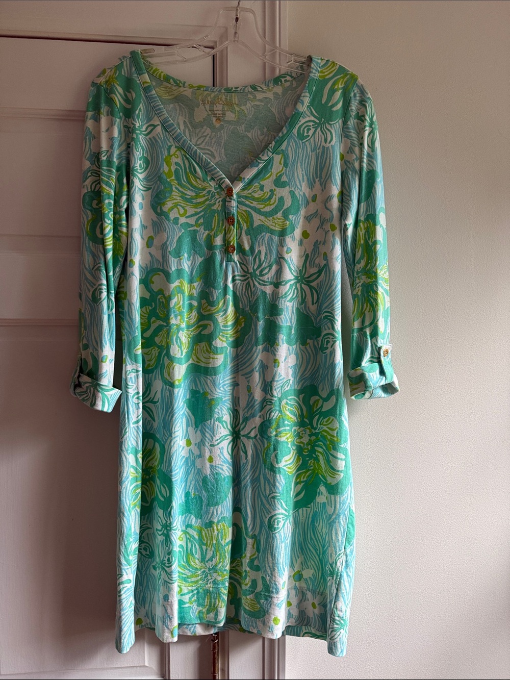 Lilly Pulitzer Aqua and Lime Floral Dress
